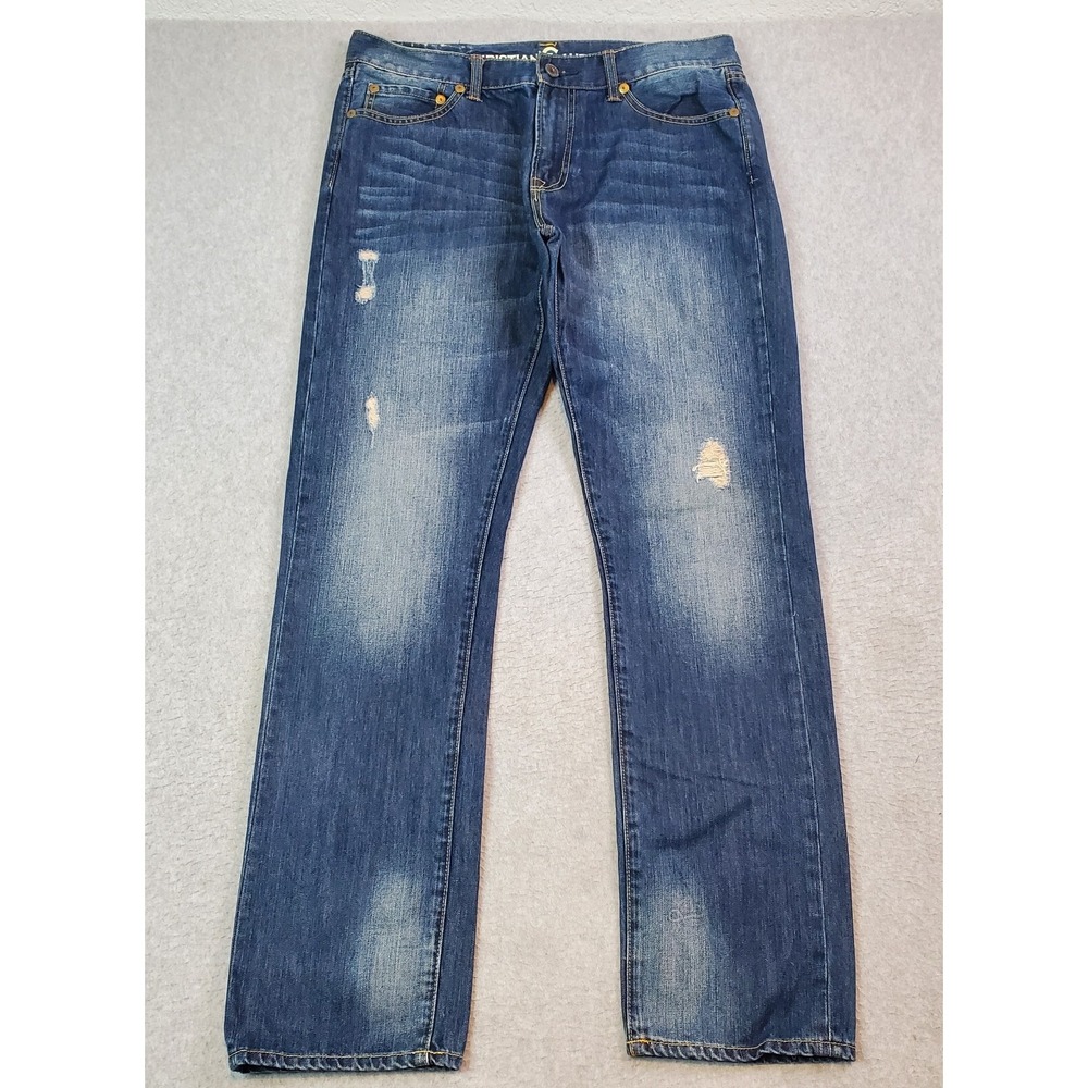 VTG Christian Audigier Jeans Men's Sz 34x34 Embroidered‎ Lightly Distressed Blue